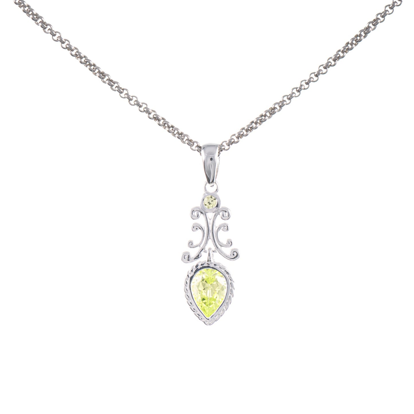 Anhänger mit Kette 925 Silber Zirkonia hellgrün