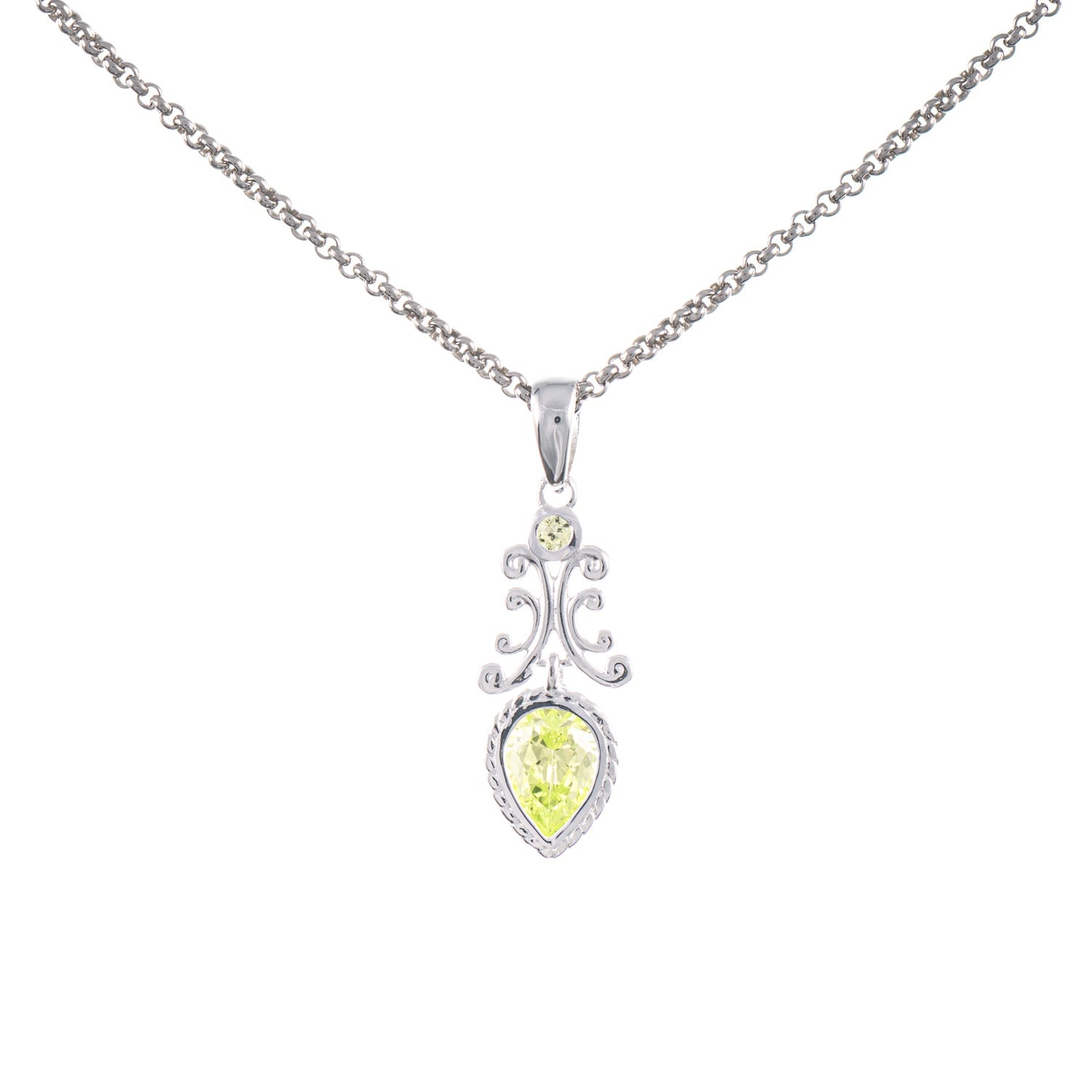 Anhänger mit Kette 925 Silber Zirkonia hellgrün