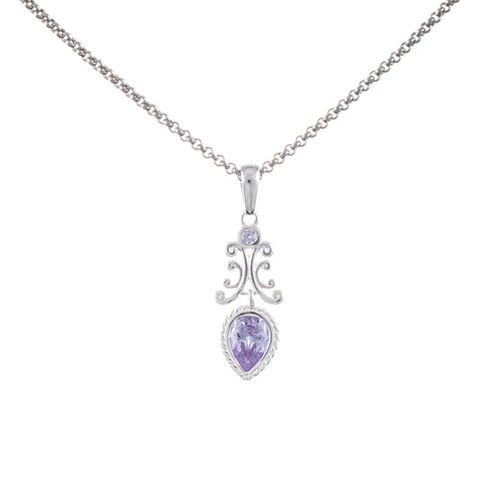 Anhänger mit Kette 925 Silber Zirkonia flieder