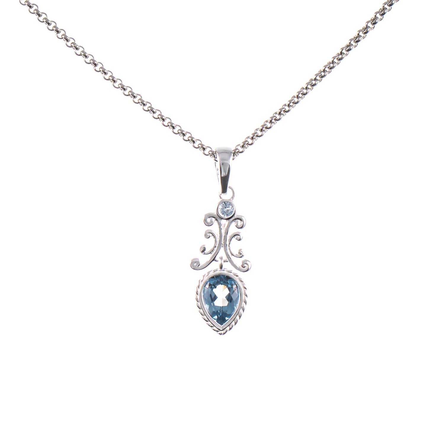 Anhänger mit Kette 925 Silber Zirkonia hellblau