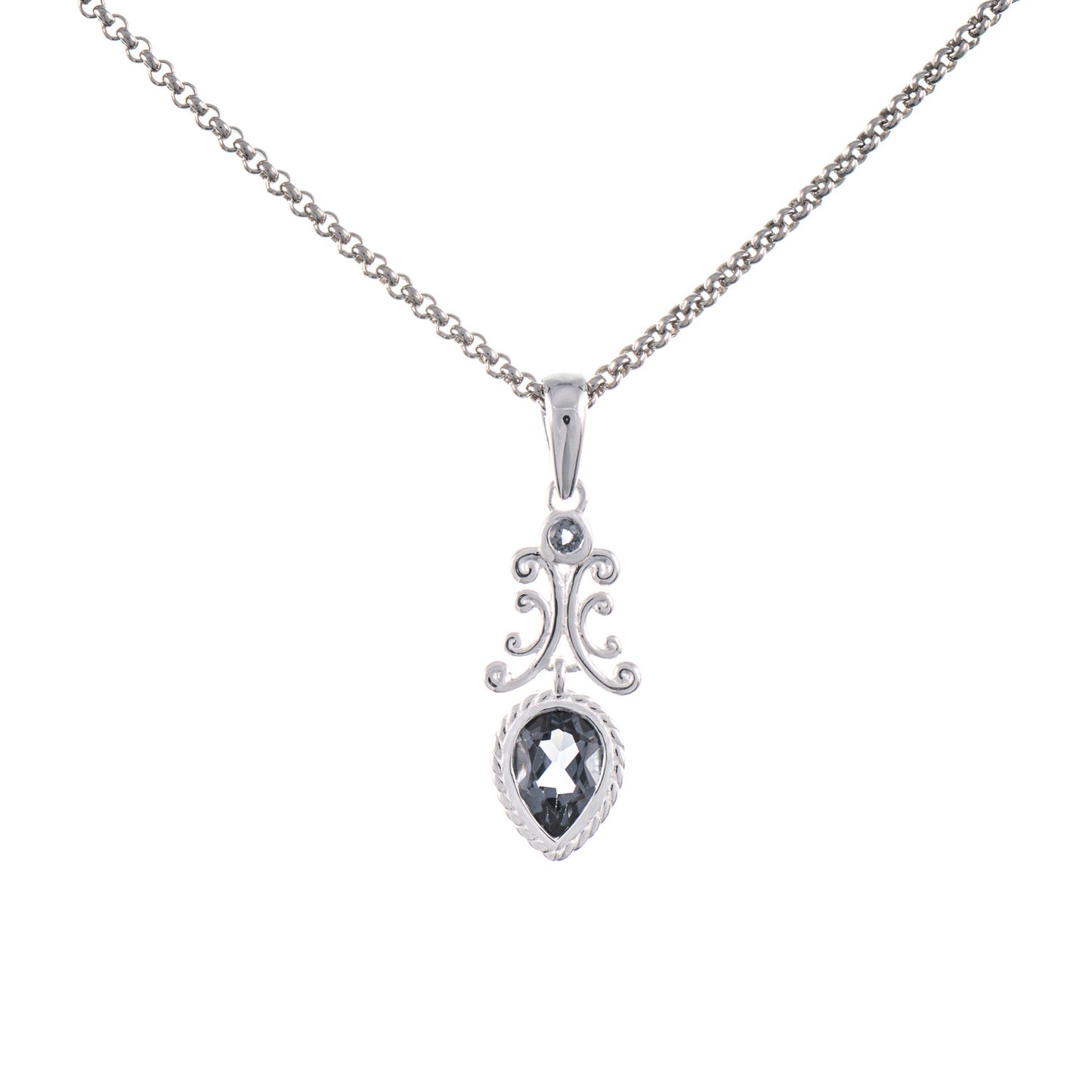 Anhänger mit Kette 925 Silber Zirkonia anthrazit