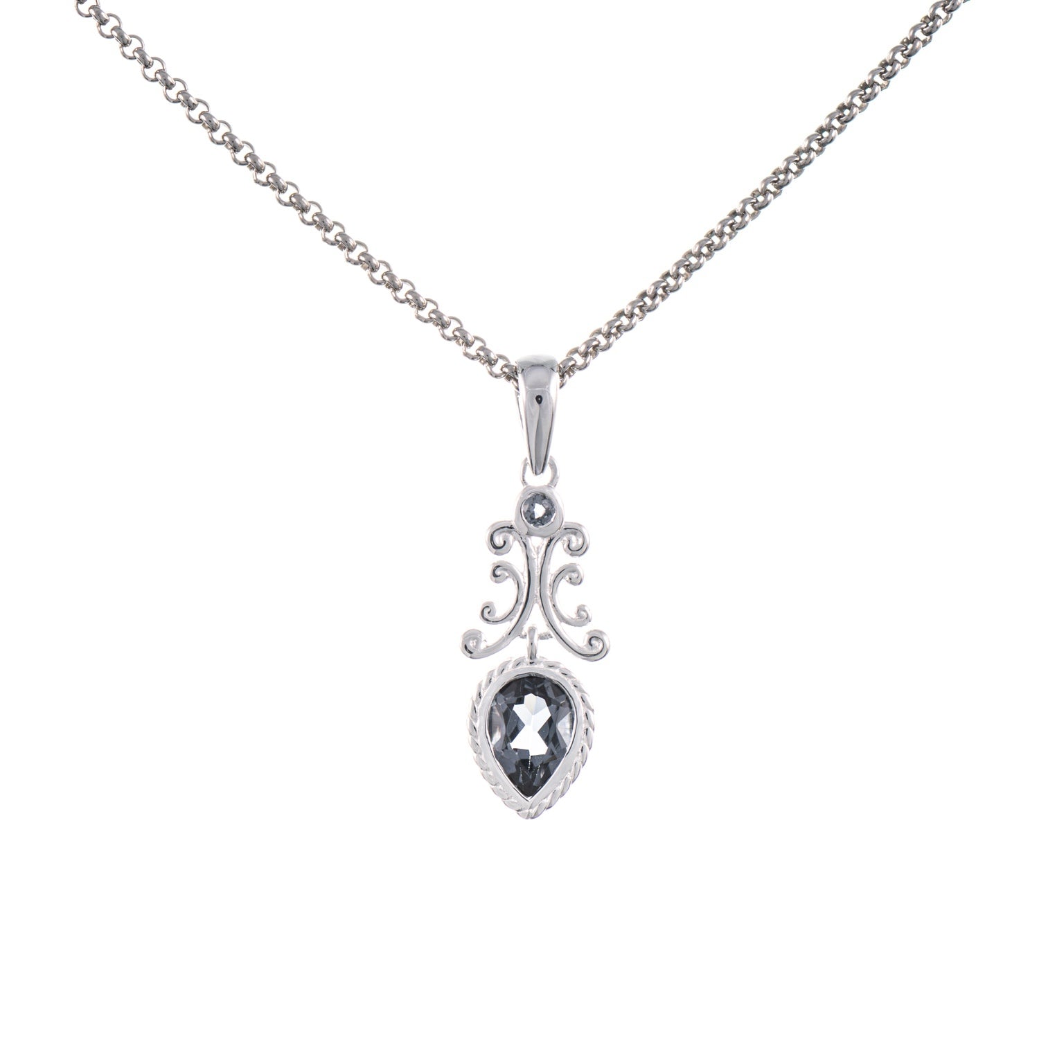 Anhänger mit Kette 925 Silber Zirkonia anthrazit