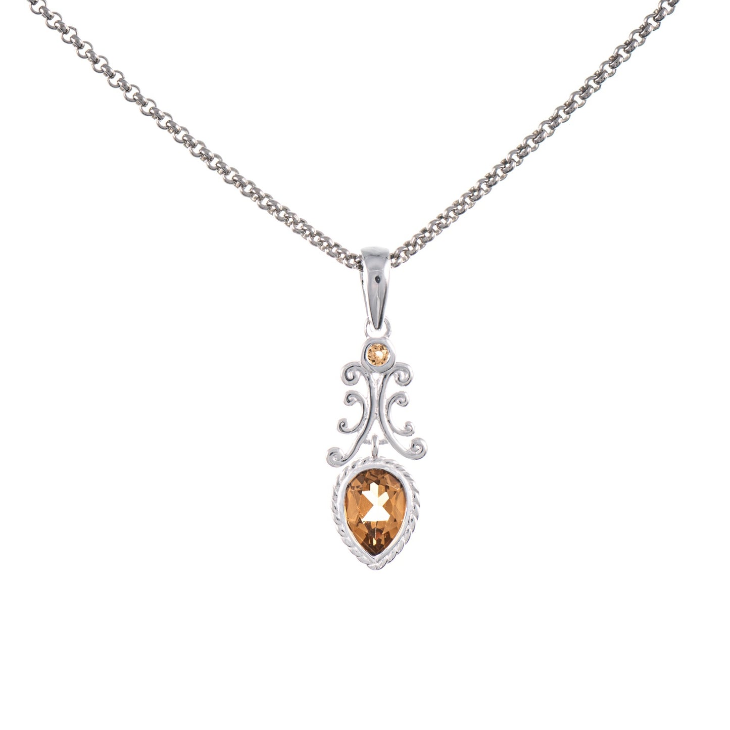 Anhänger mit Kette 925 Silber Zirkonia cognac
