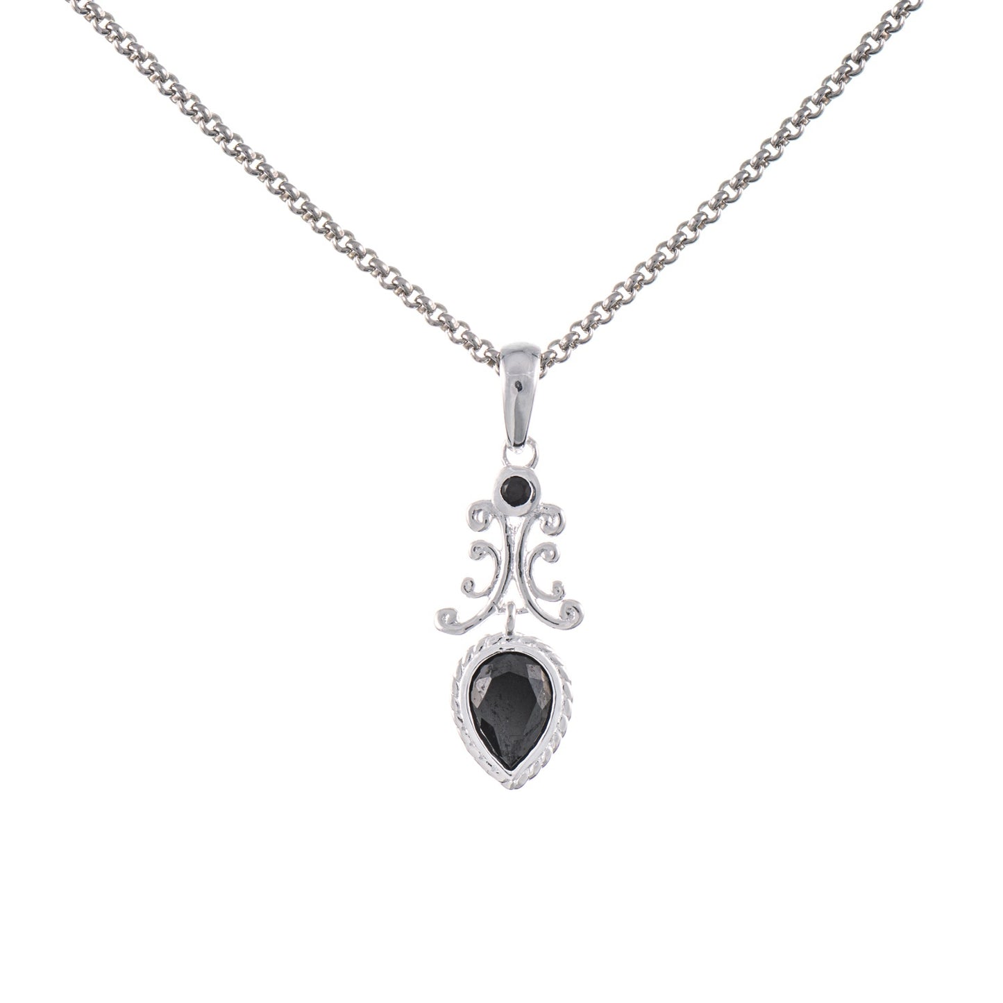 Anhänger mit Kette 925 Silber Zirkonia schwarz