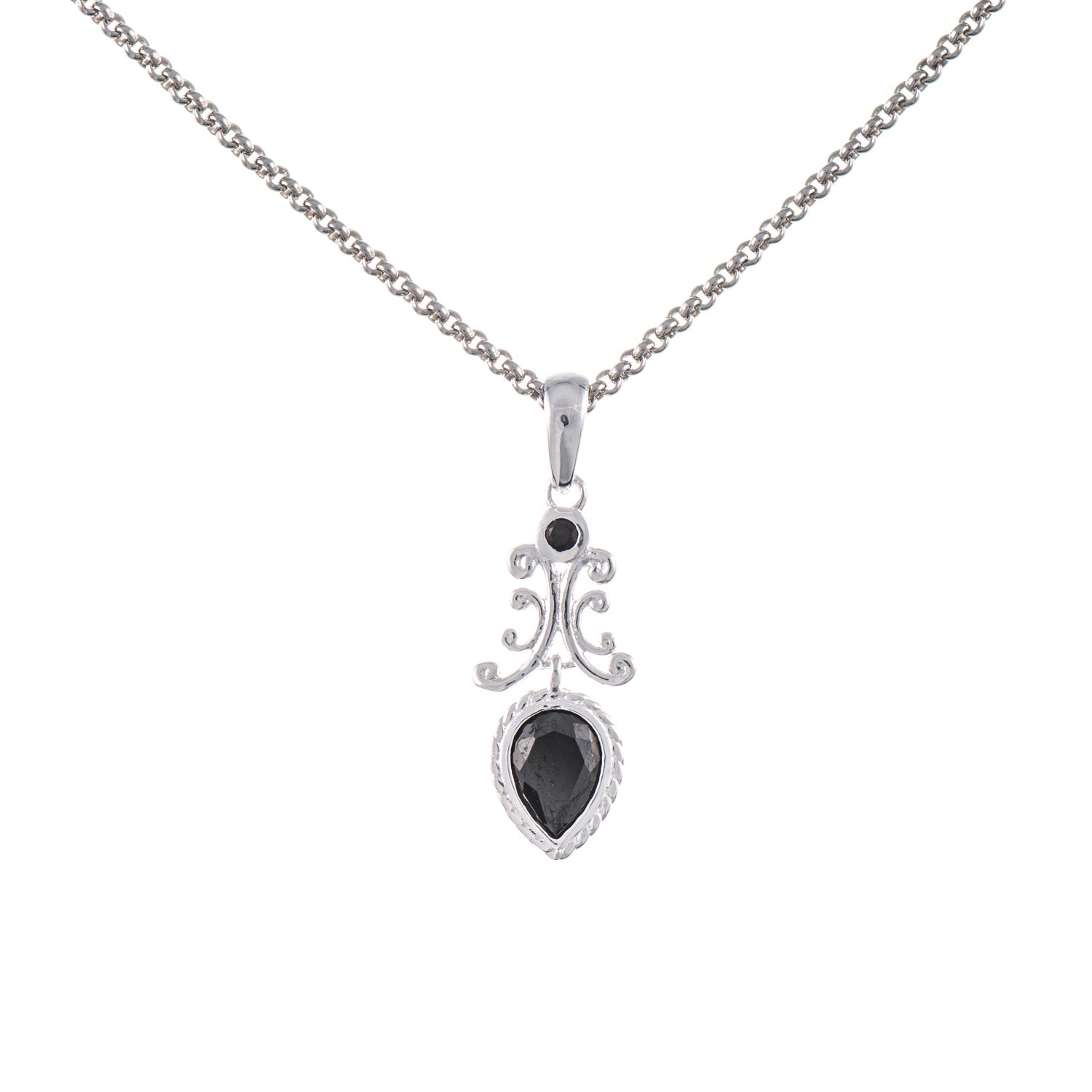 Anhänger mit Kette 925 Silber Zirkonia schwarz