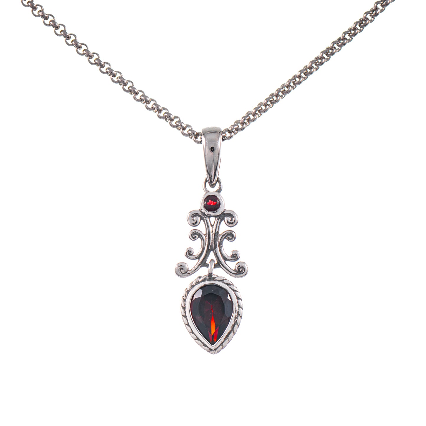 Anhänger mit Kette 925 Silber geschwärzt Granat