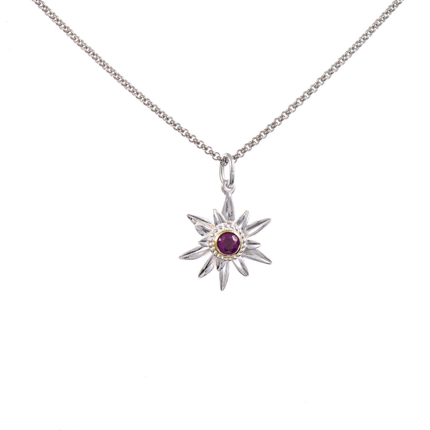 Anhänger Edelweiss mit Kette 925 Silber teilvergoldet Zirkonia beere