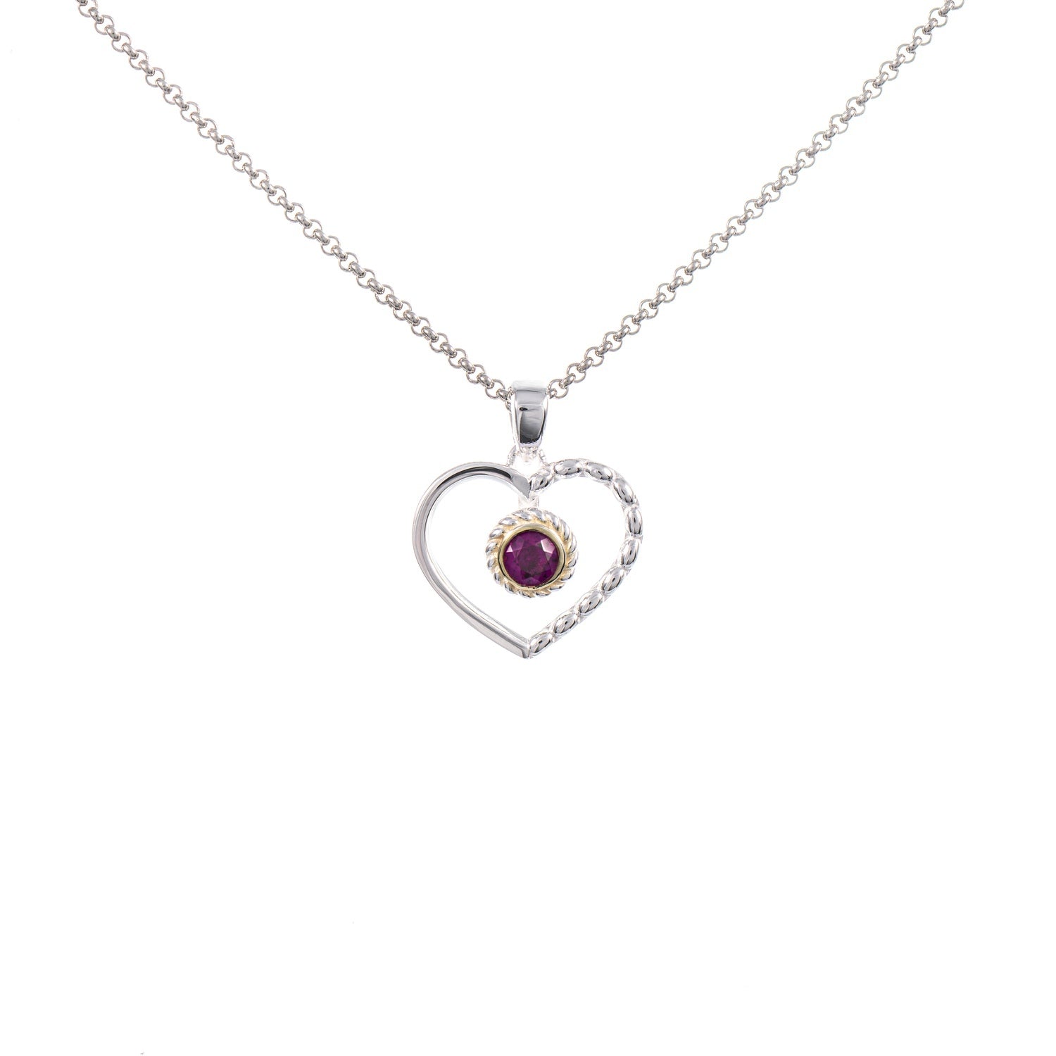 Anhänger Herz mit Kette 925 Silber teilvergoldet Zirkonia beere