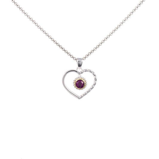 Anhänger Herz mit Kette 925 Silber teilvergoldet Zirkonia beere