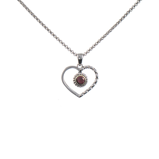 Anhänger Herz mit Kette 925 Silber geschwärzt Granat
