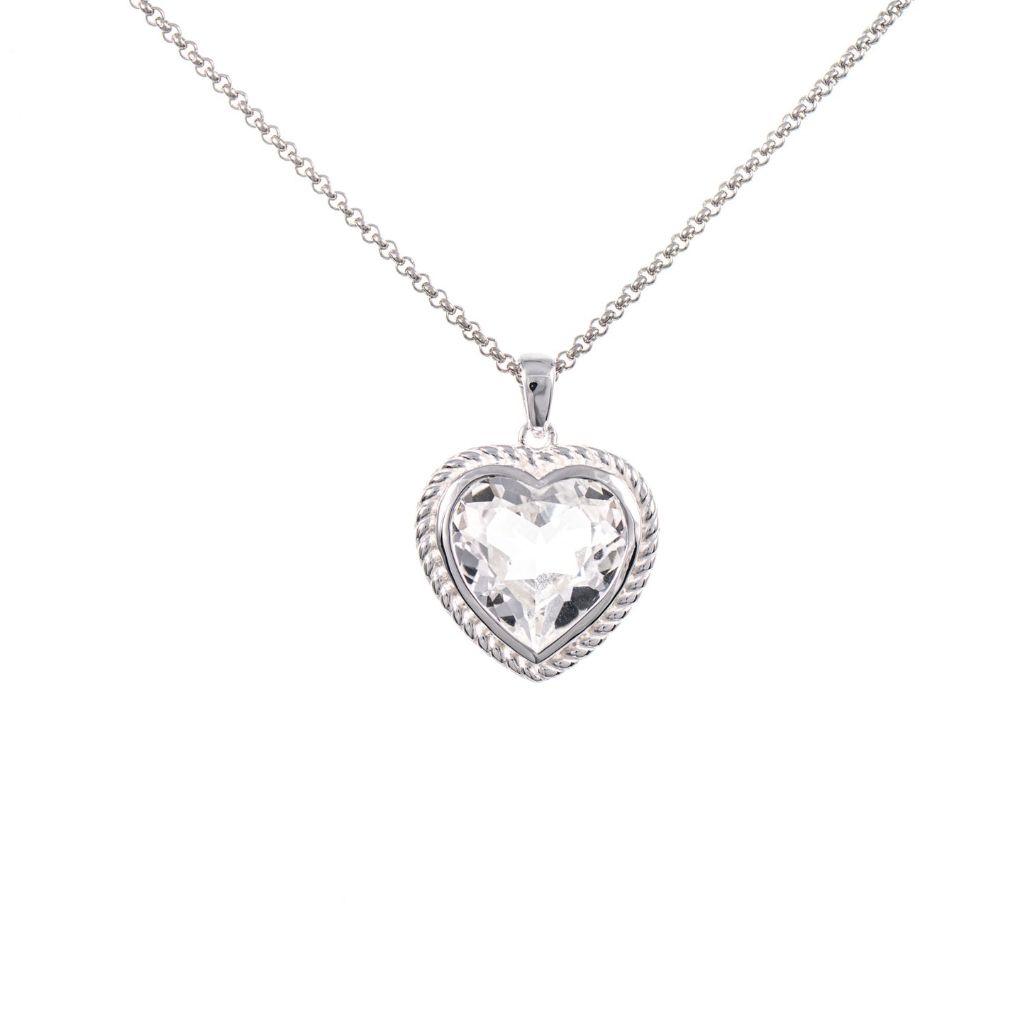 Anhänger Herz geschliffen mit Kette 925 Silber Zirkonia weiss