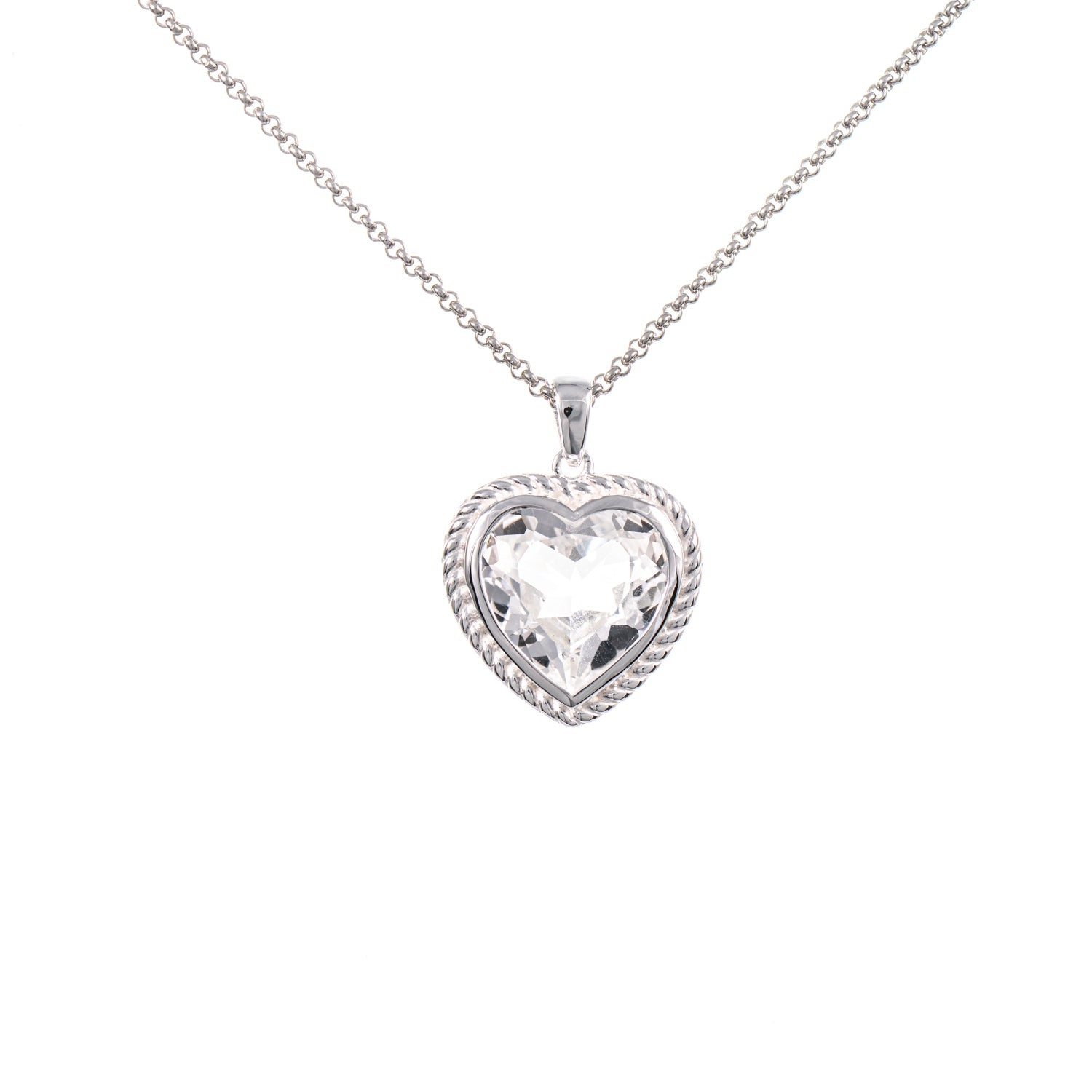 Anhänger Herz geschliffen mit Kette 925 Silber Zirkonia weiss