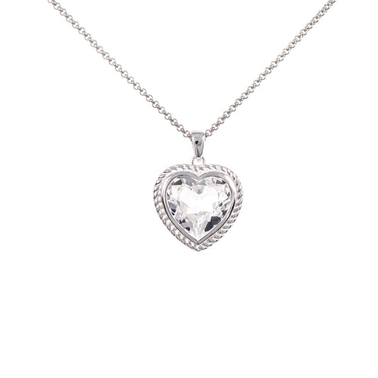 Anhänger Herz geschliffen mit Kette 925 Silber Zirkonia weiss