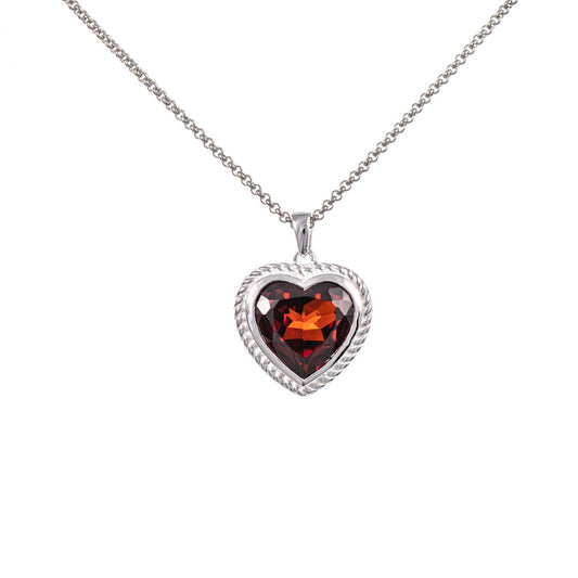 Anhänger Herz geschliffen mit Kette 925 Silber Zirkonia rot
