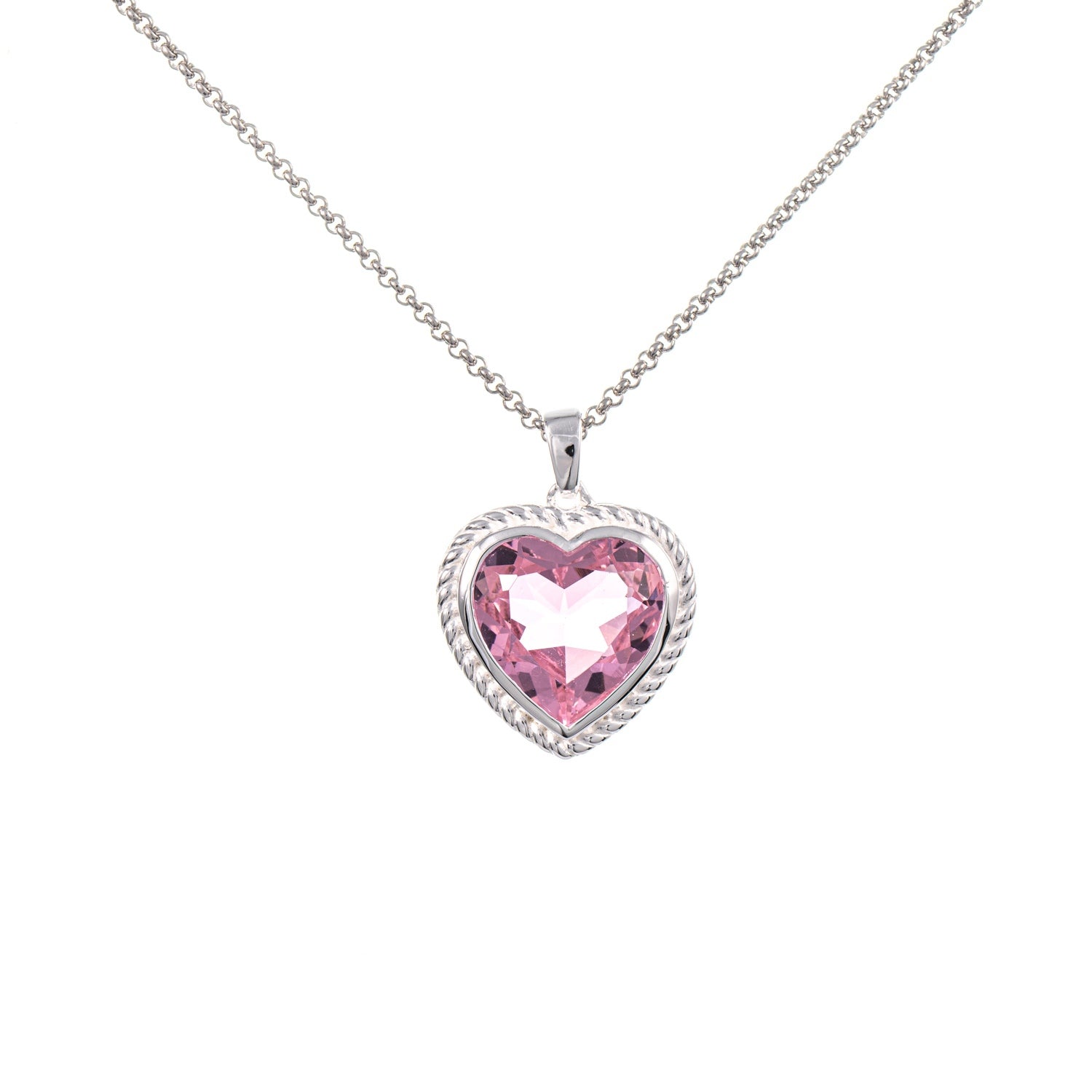 Anhänger Herz geschliffen mit Kette 925 Silber Zirkonia rosa