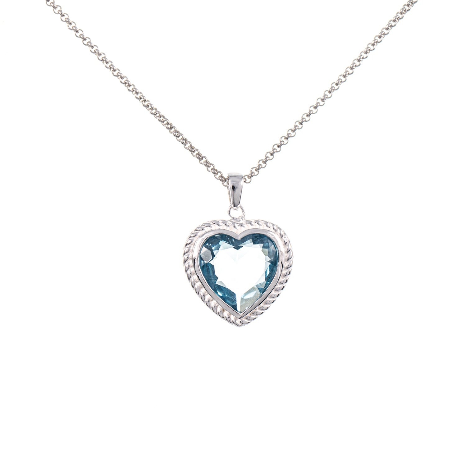 Anhänger Herz geschliffen mit Kette 925 Silber Zirkonia hellblau