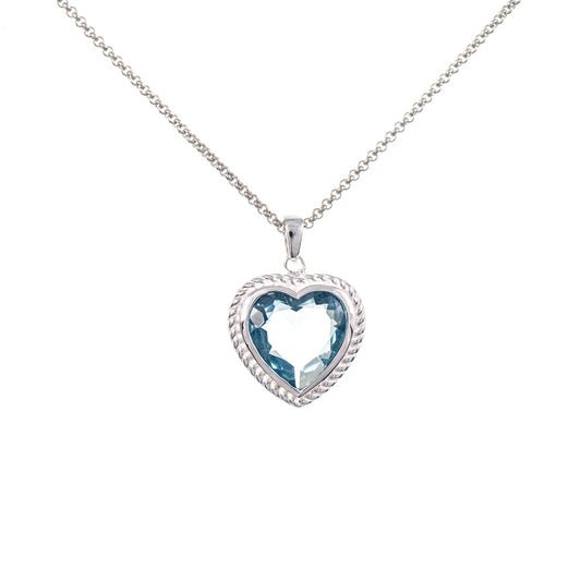 Anhänger Herz geschliffen mit Kette 925 Silber Zirkonia hellblau