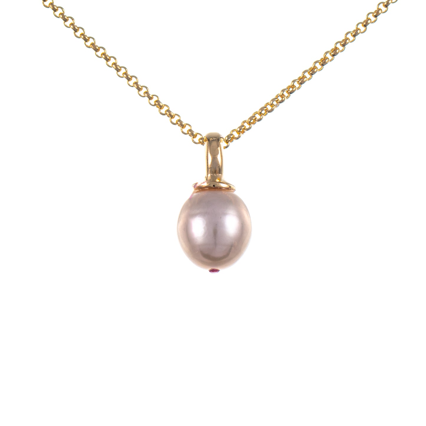 Anhänger Perle mit Kette 925 Silber vergoldet