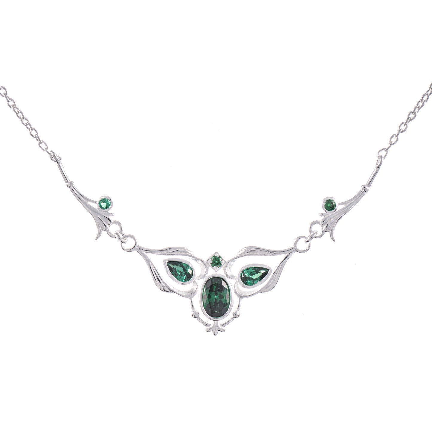 Collier 925 Silber Zirkonia grün