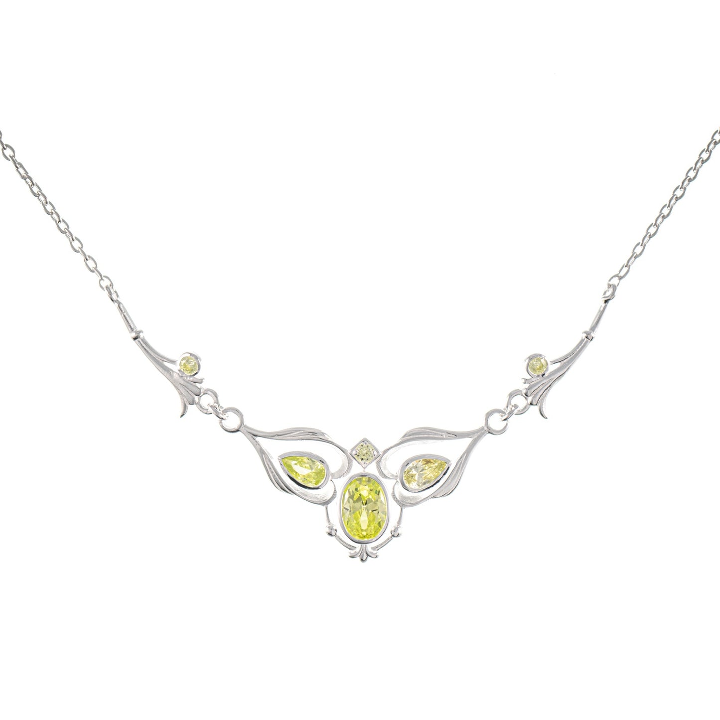 Collier 925 Silber Zirkonia hellgrün