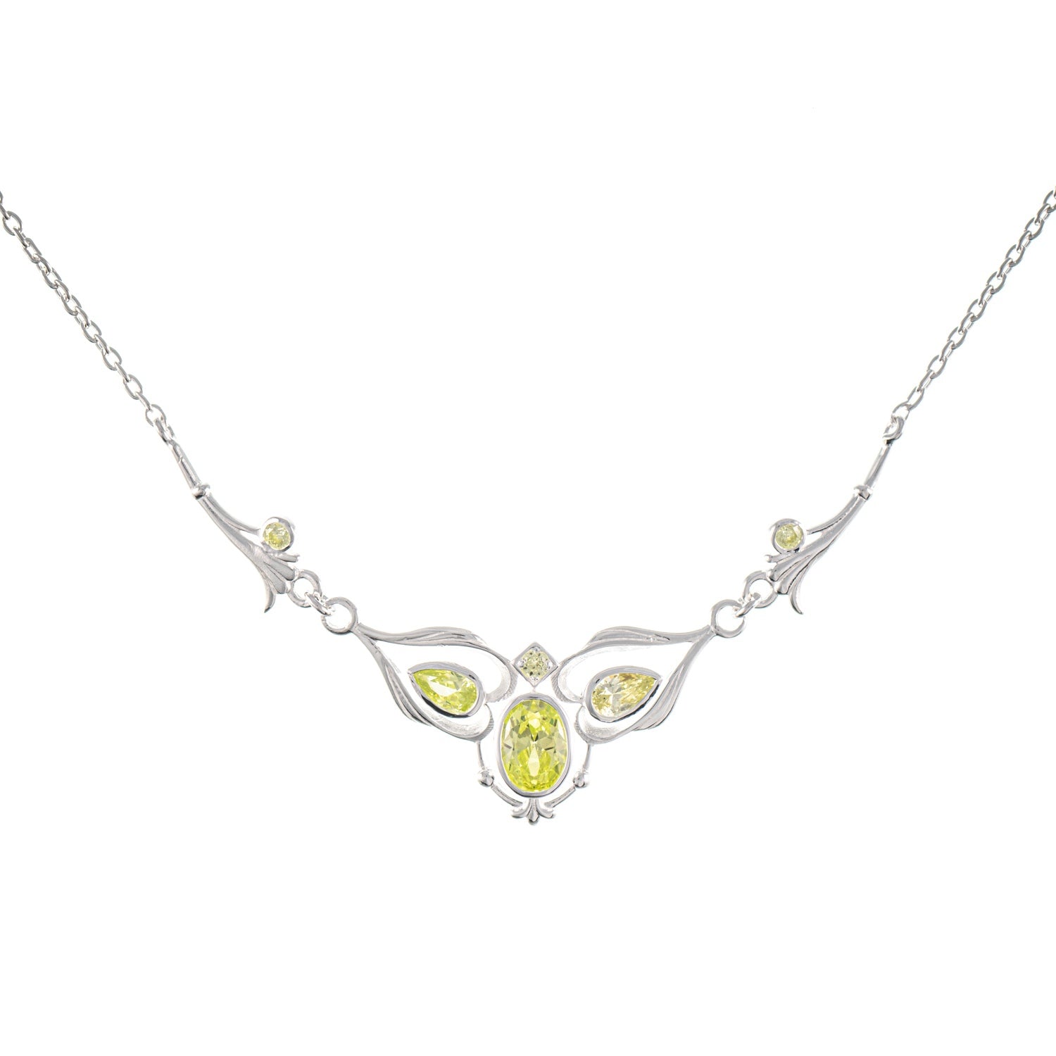 Collier 925 Silber Zirkonia hellgrün