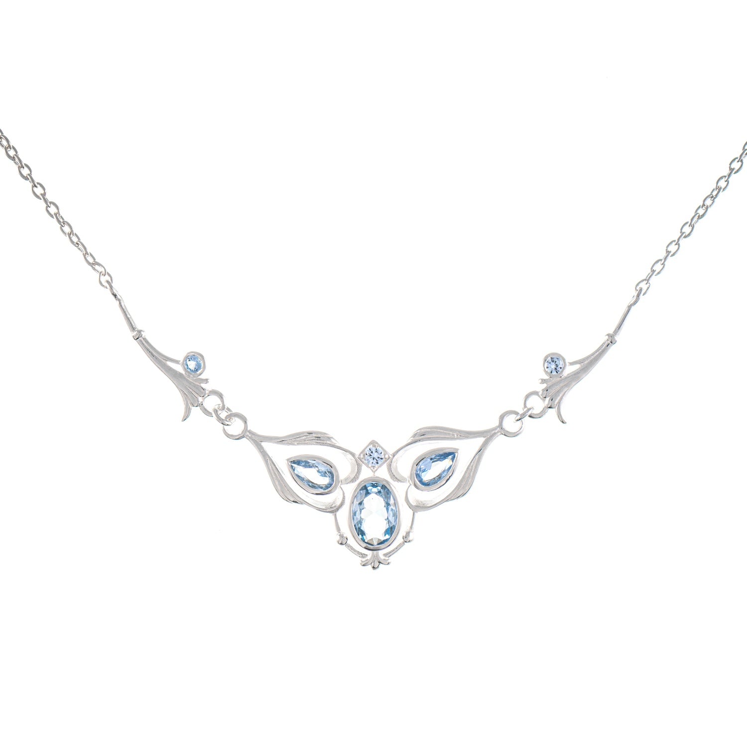 Collier 925 Silber Zirkonia hellblau