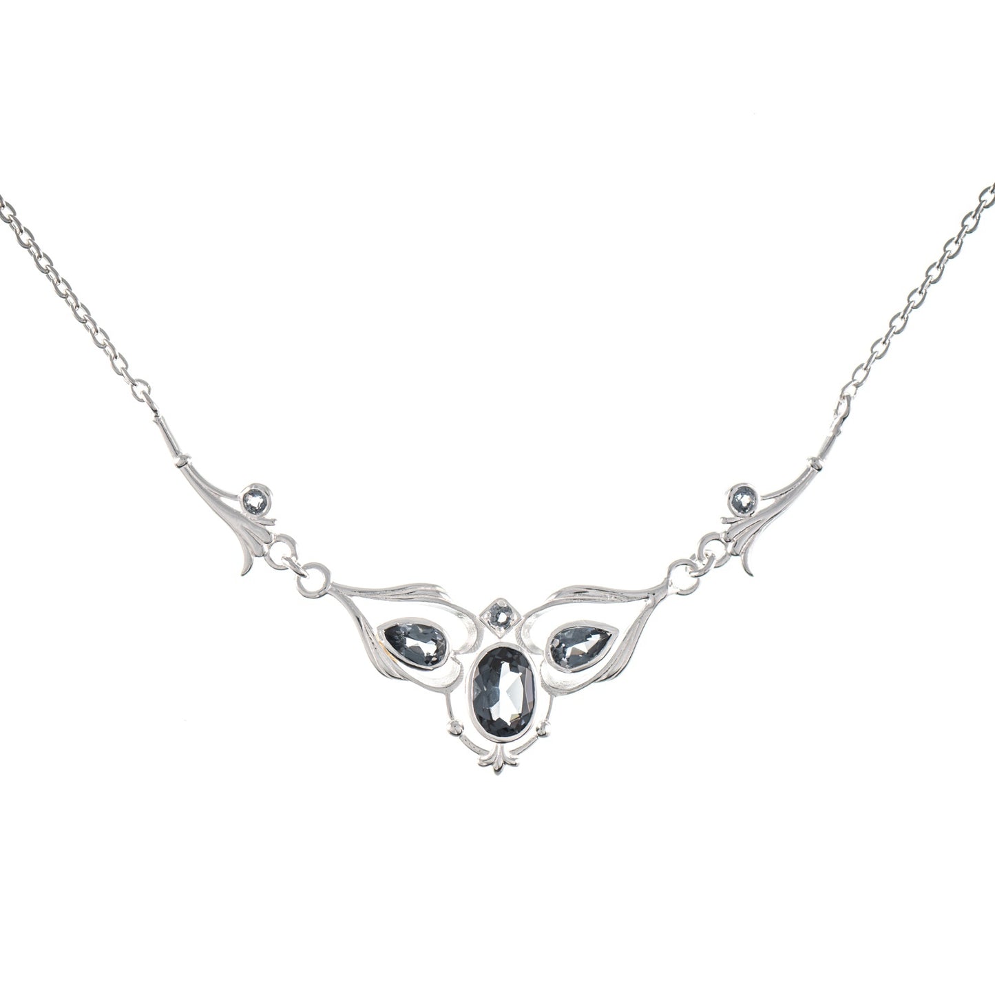 Collier 925 Silber Zirkonia anthrazit