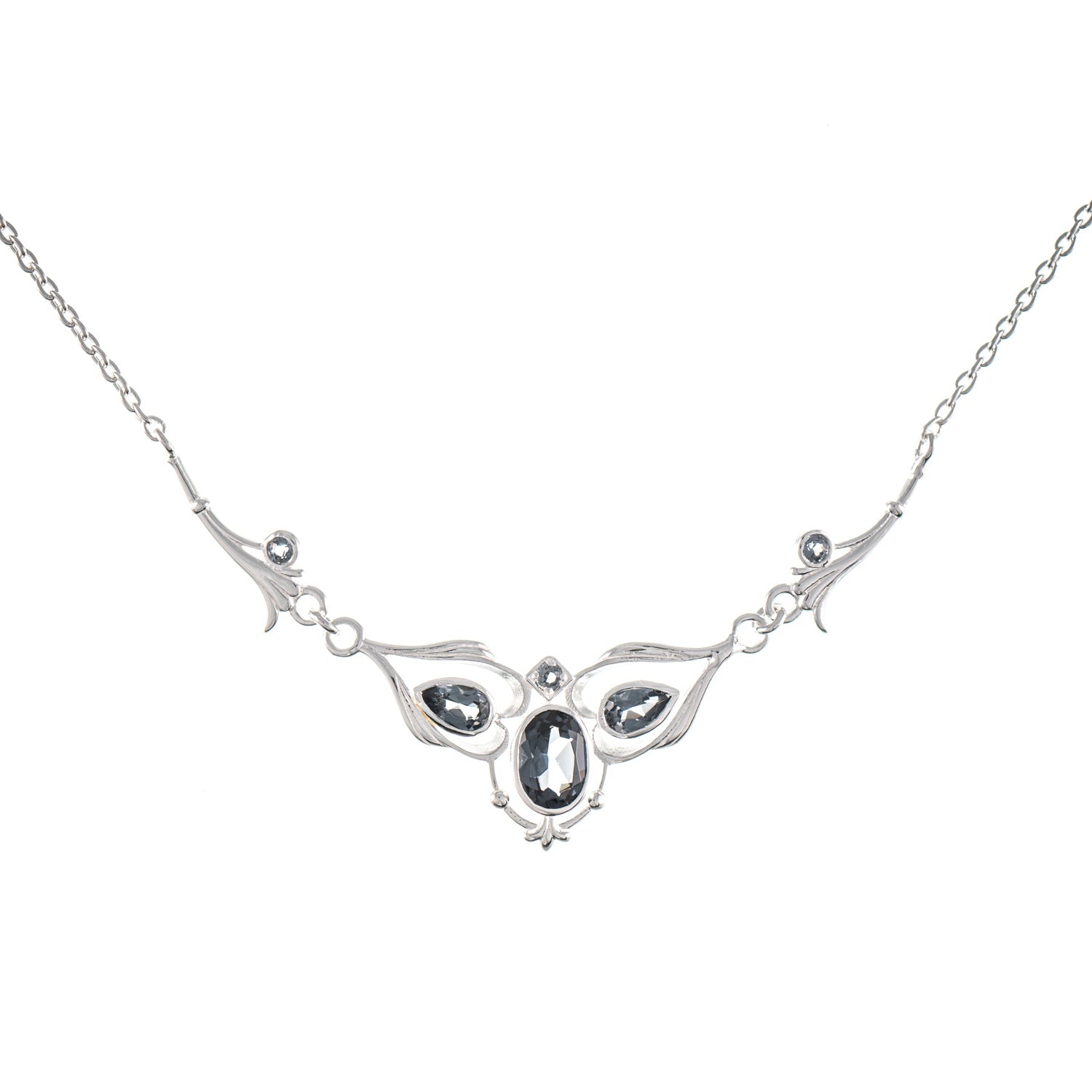 Collier 925 Silber Zirkonia anthrazit