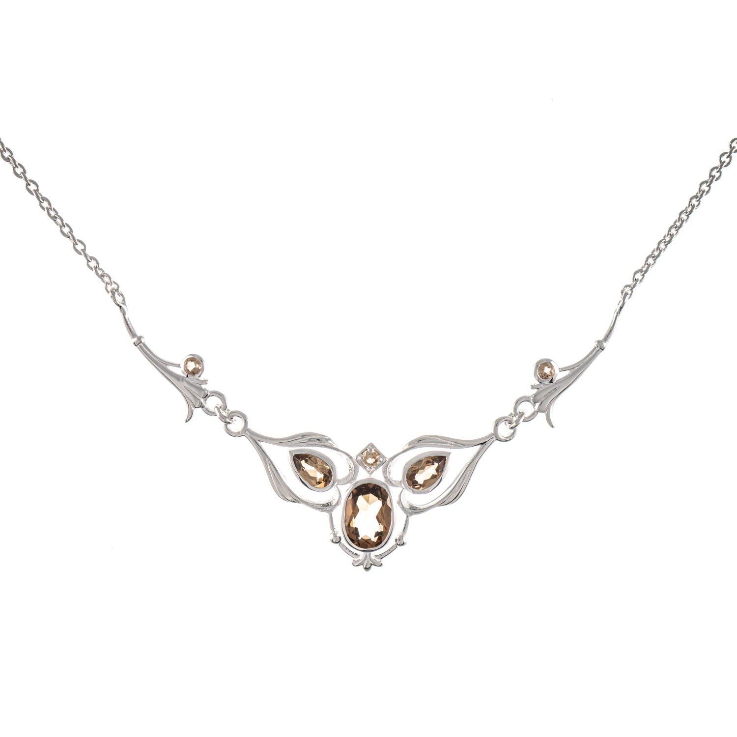 Collier 925 Silber Zirkonia cognac