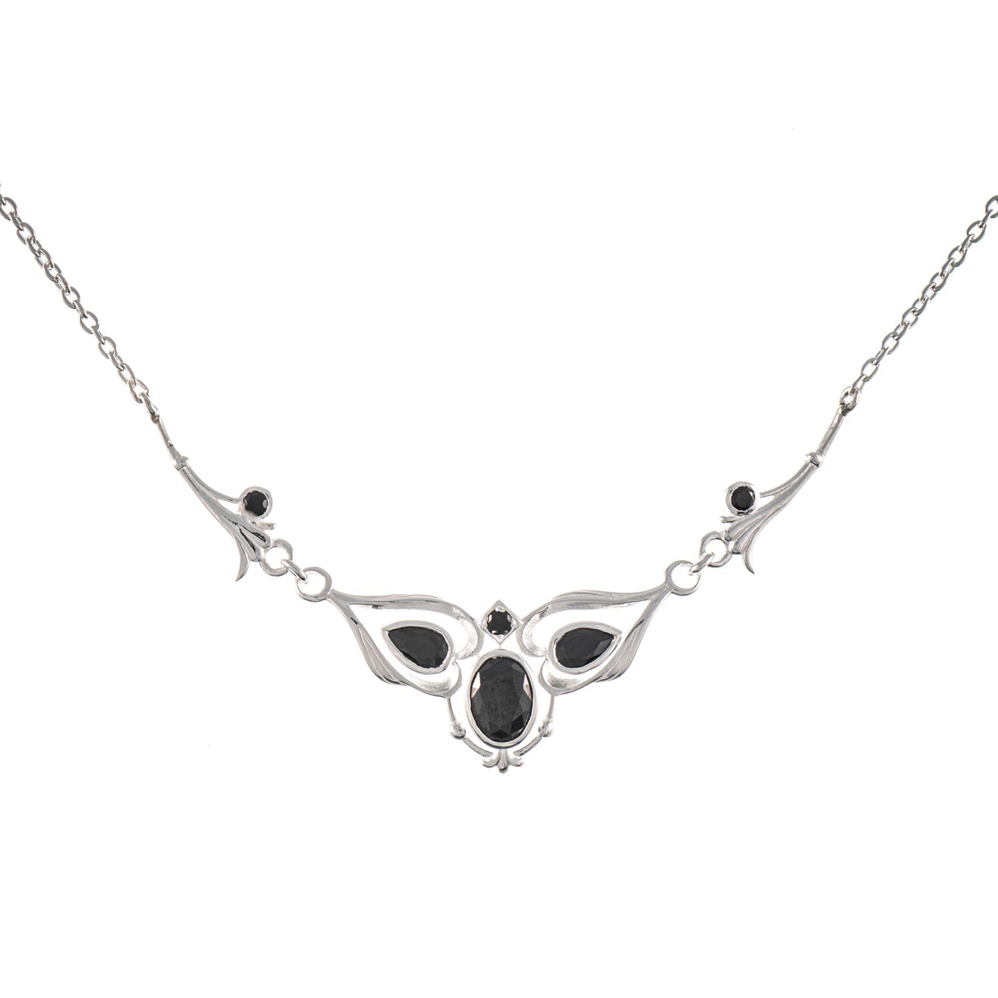 Collier 925 Silber Zirkonia schwarz