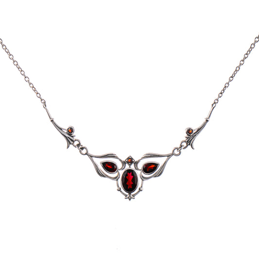 Collier 925 Silber geschwärzt Granat
