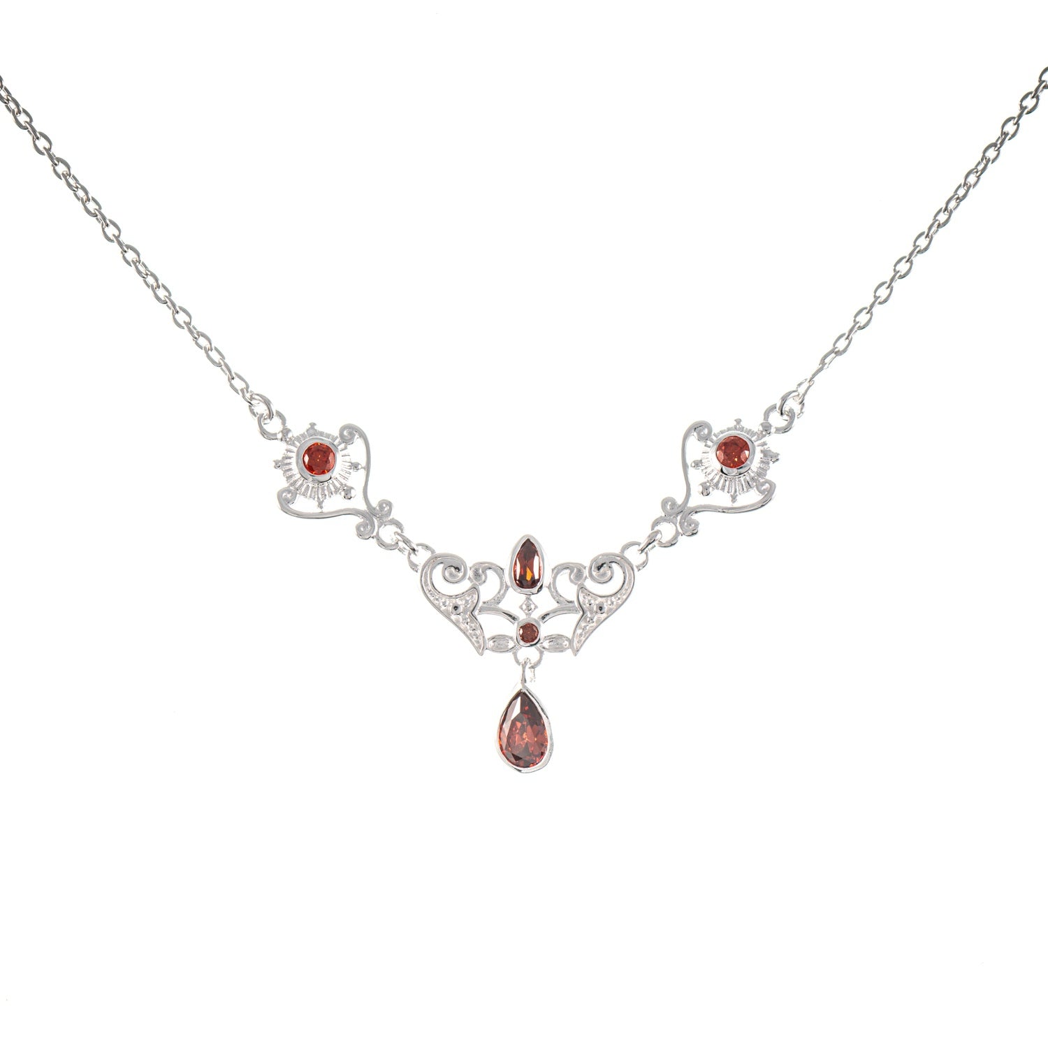 Collier 925 Silber Zirkonia rot