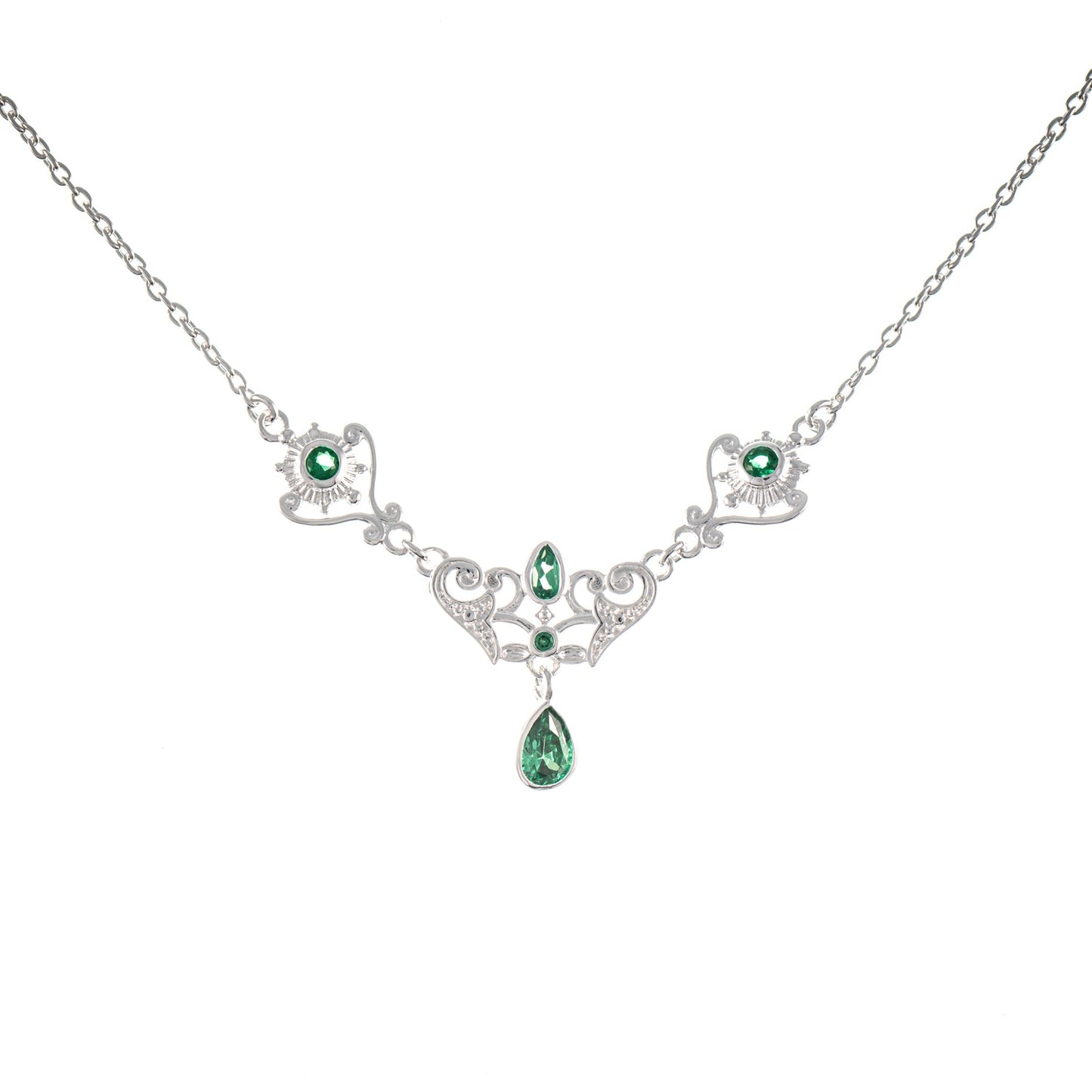 Collier 925 Silber Zirkonia grün