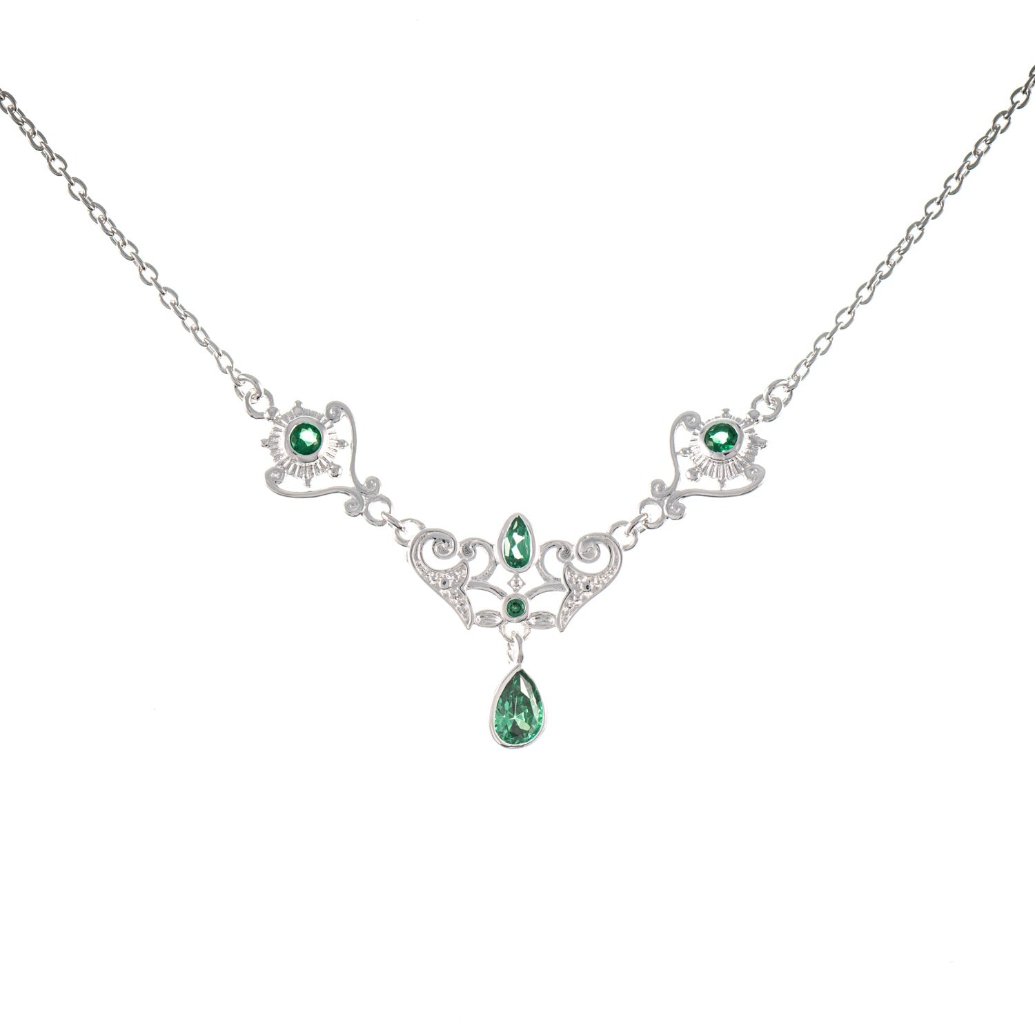 Collier 925 Silber Zirkonia grün