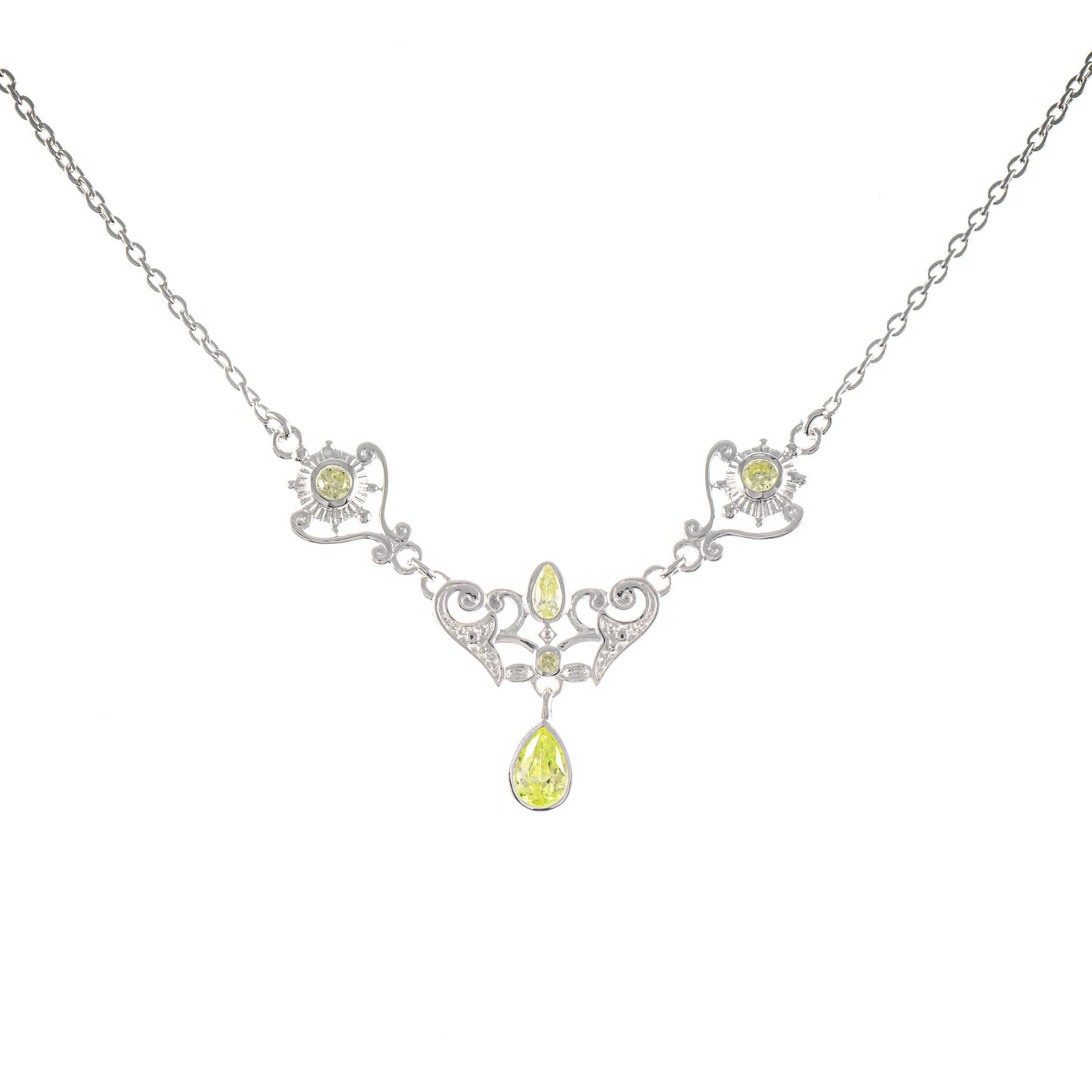 Collier 925 Silber Zirkonia hellgrün