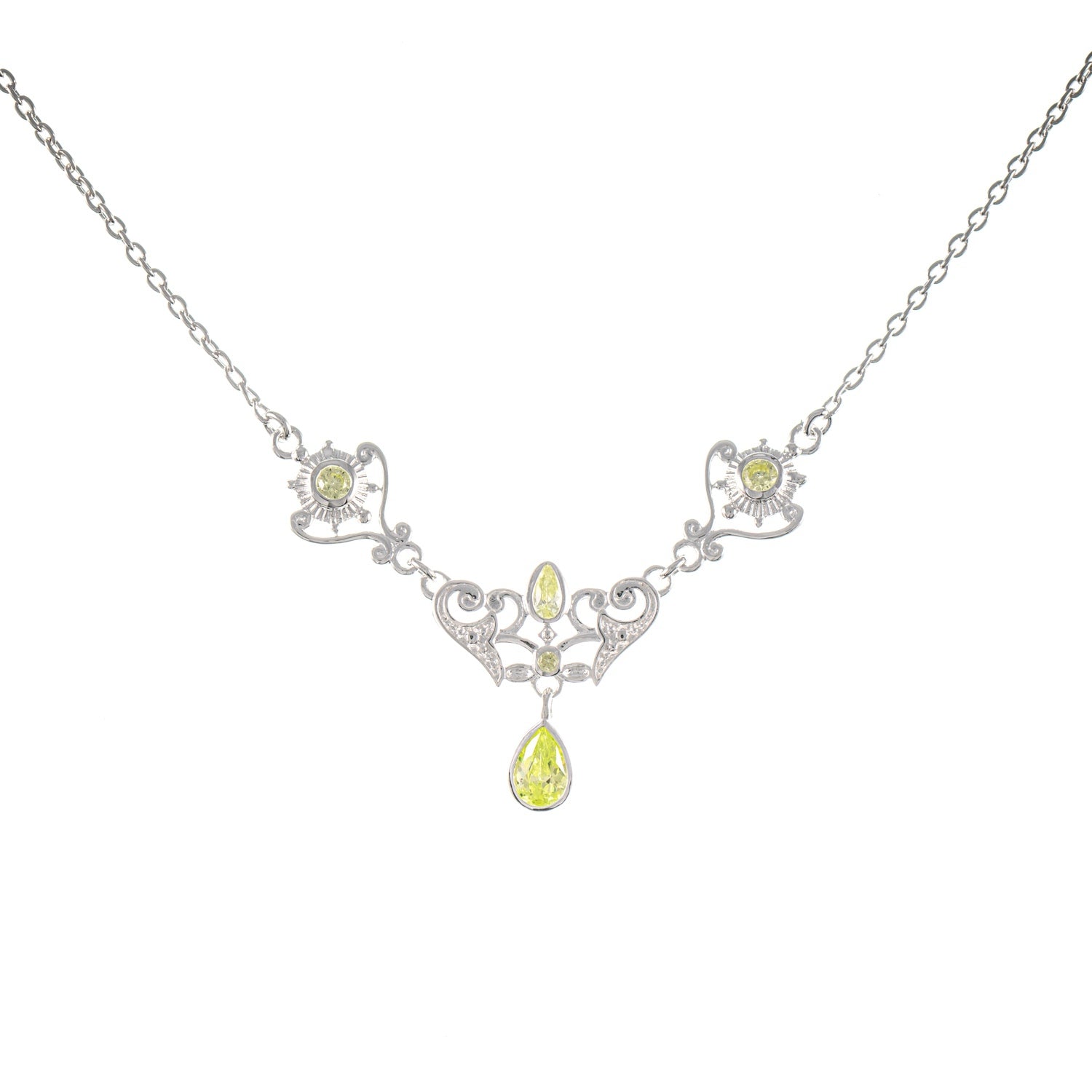 Collier 925 Silber Zirkonia hellgrün