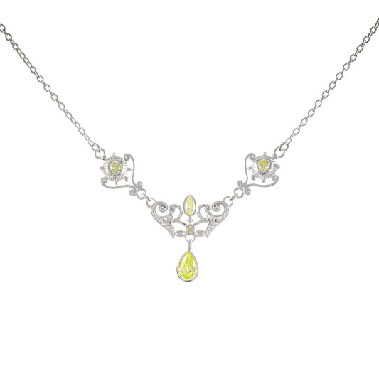 Collier 925 Silber Zirkonia hellgrün