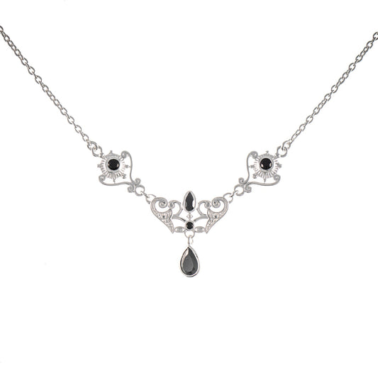 Collier 925 Silber Zirkonia schwarz
