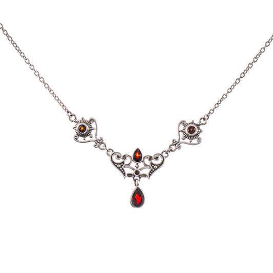 Collier 925 Silber geschwärzt Granat