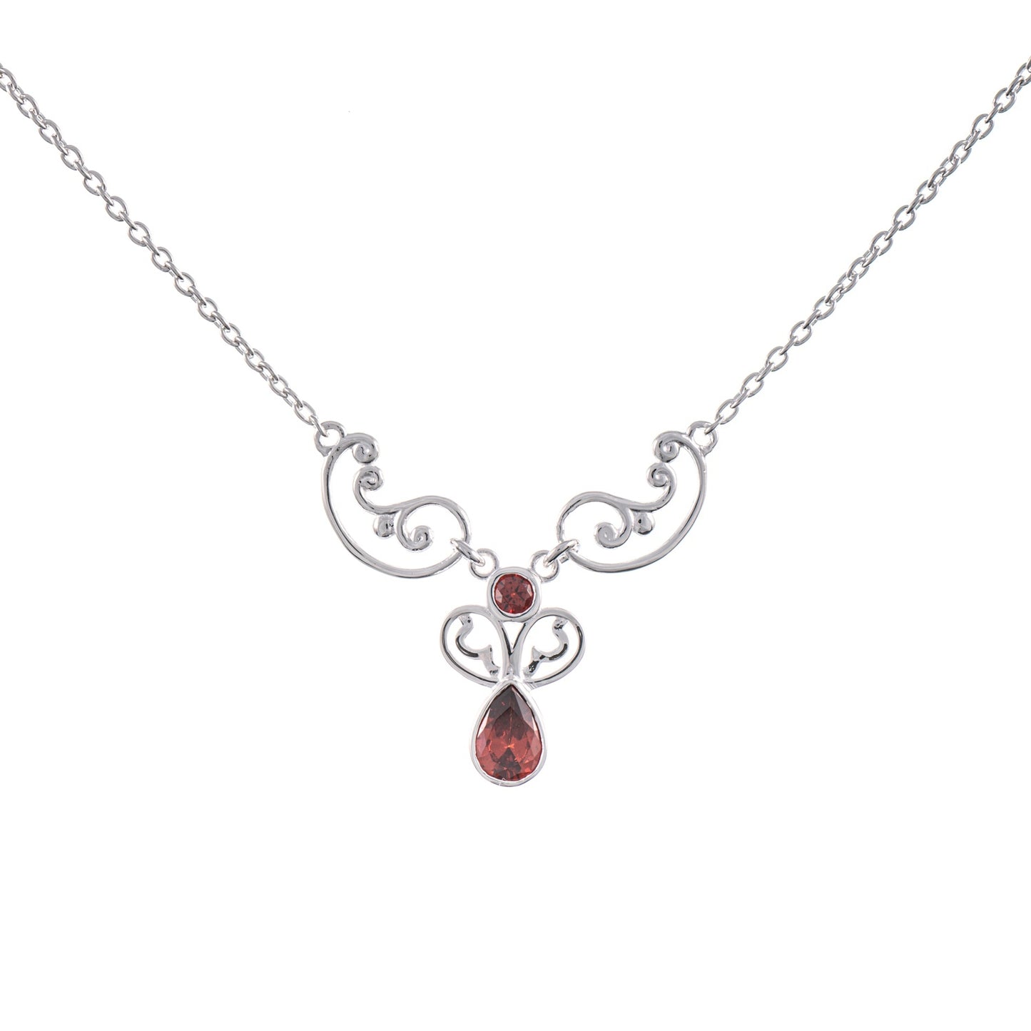 Collier 925 Silber Zirkonia rot