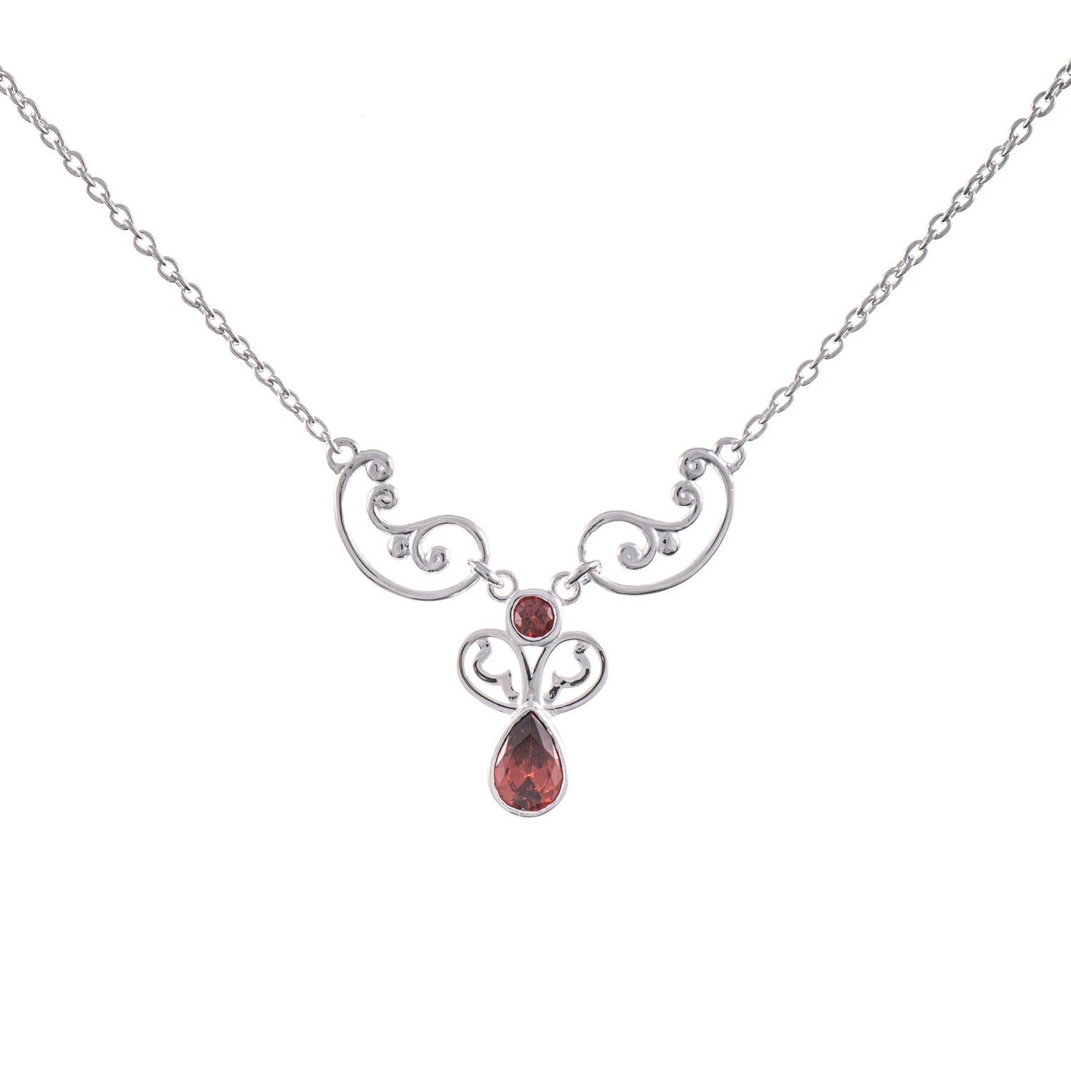 Collier 925 Silber Zirkonia rot