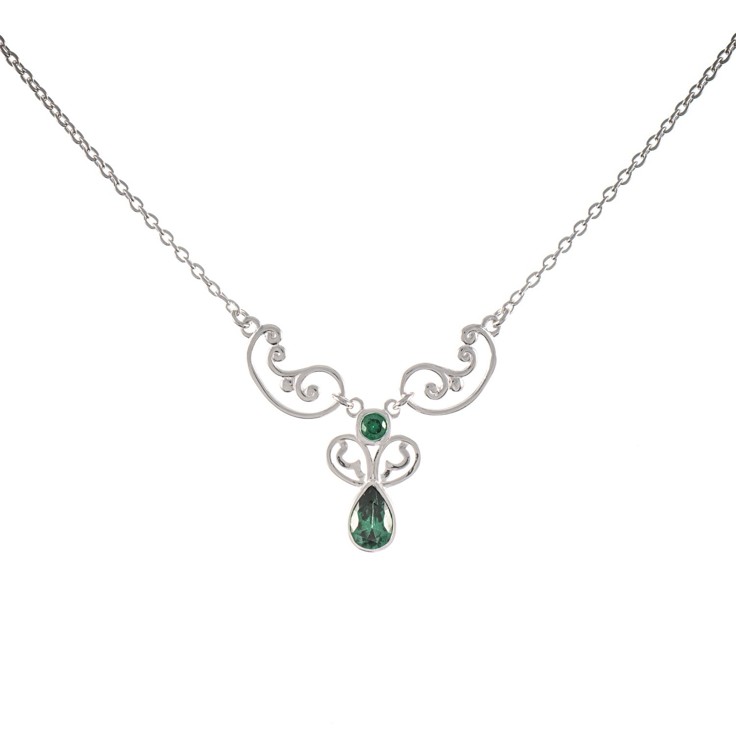 Collier 925 Silber Zirkonia grün