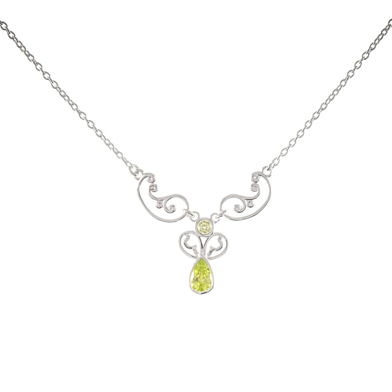 Collier 925 Silber Zirkonia hellgrün