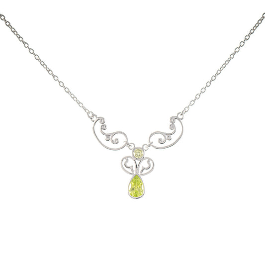 Collier 925 Silber Zirkonia hellgrün