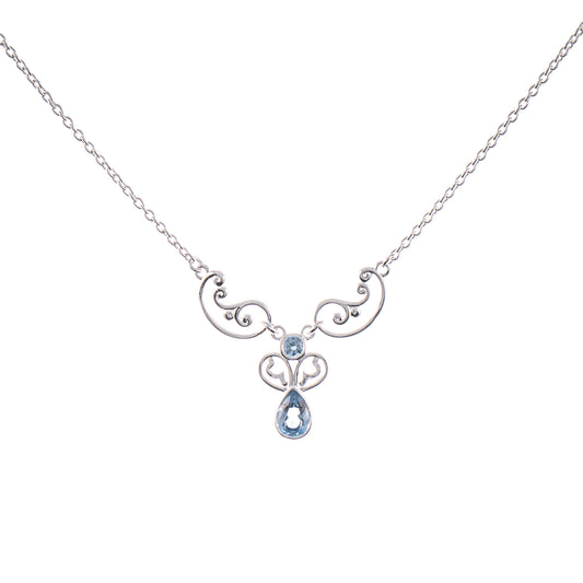 Collier 925 Silber Zirkonia hellblau