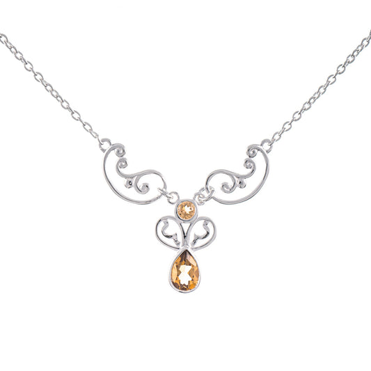Collier 925 Silber Zirkonia cognac