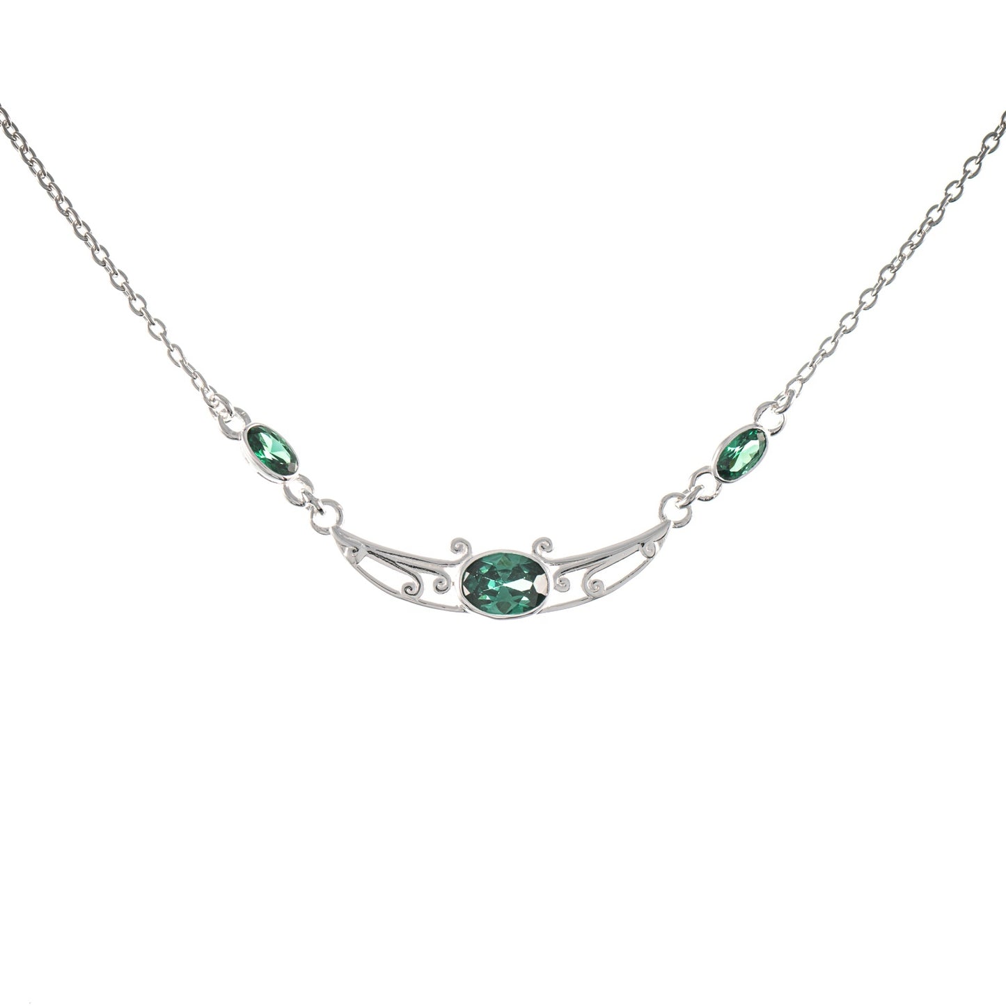 Collier 925 Silber Zirkonia grün