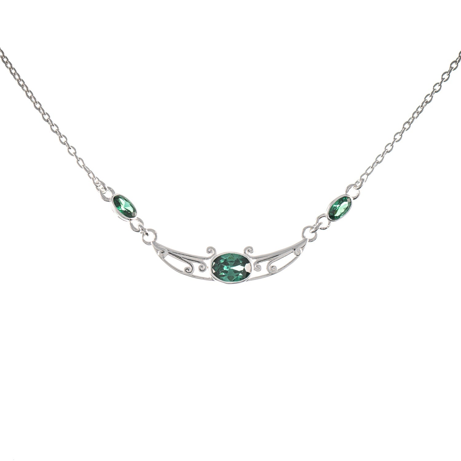 Collier 925 Silber Zirkonia grün