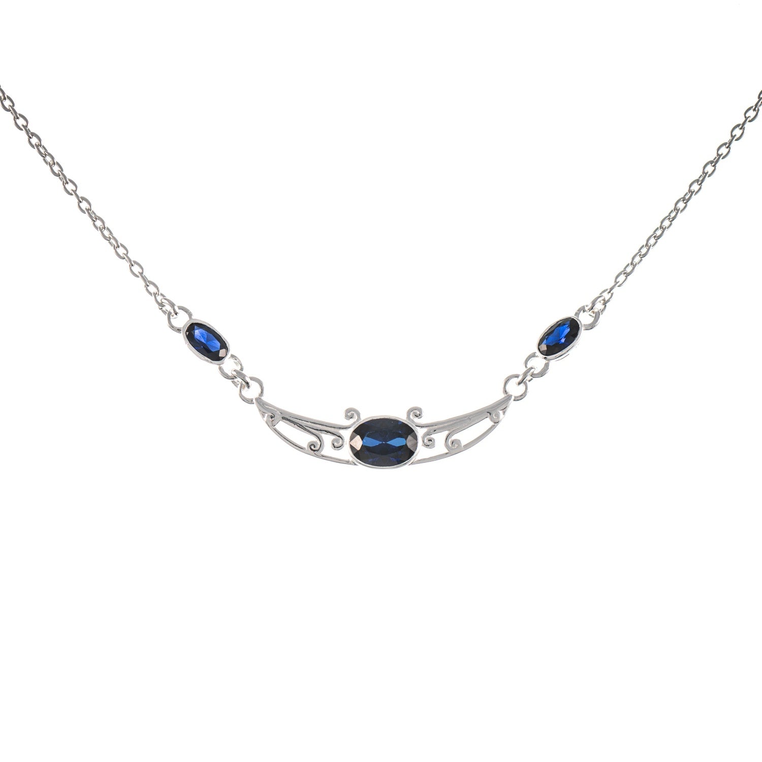 Collier 925 Silber Zirkonia blau