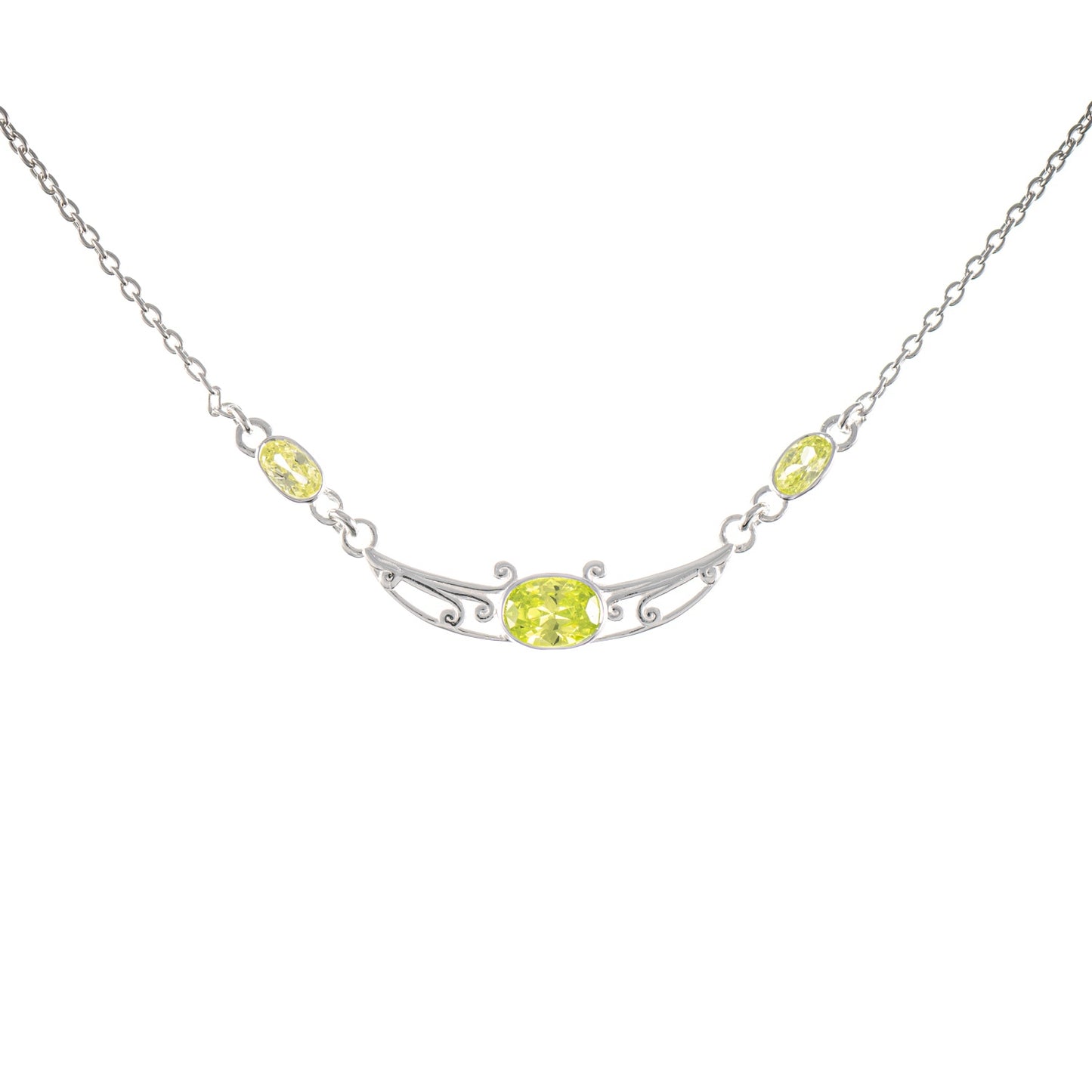 Collier 925 Silber Zirkonia hellgrün